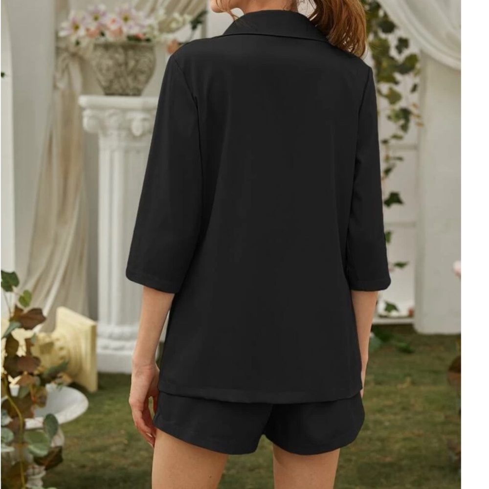 Single-Breasted Lapel Neck Solid Blazer & Shorts - image 5